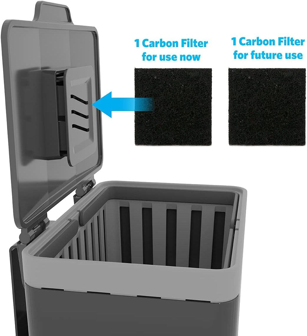 imageGLAD Compost Bin for Kitchen 15 Gallon  Plastic Container with Removable Inner Basket Bag Storage Holder and Carbon Odor Blocking Filters GrayGray