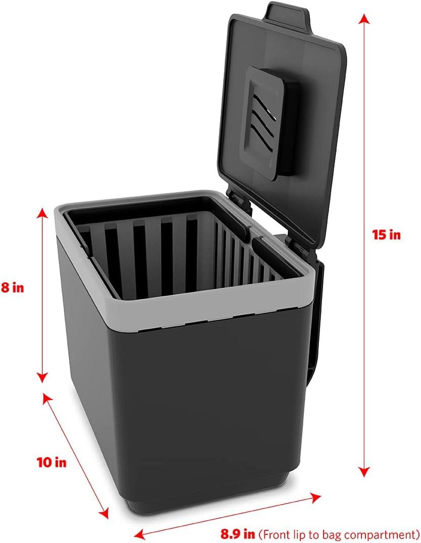 imageGLAD Compost Bin for Kitchen 15 Gallon  Plastic Container with Removable Inner Basket Bag Storage Holder and Carbon Odor Blocking Filters GrayGray