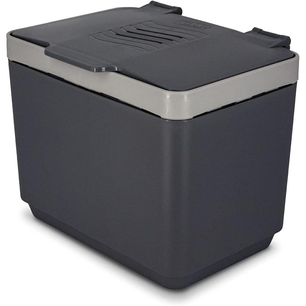 imageGLAD Compost Bin for Kitchen 15 Gallon  Plastic Container with Removable Inner Basket Bag Storage Holder and Carbon Odor Blocking Filters GrayGray