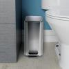 imageGlad Slim Bathroom Trash Can  Small Garbage Pail with Soft Close Lid ampamp Step Foot Pedal  Narrow Brushed Nickel Waste Basket with Removable Inner Bucket 26 Gallon
