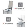 imageGlad Slim Bathroom Trash Can  Small Garbage Pail with Soft Close Lid ampamp Step Foot Pedal  Narrow Brushed Nickel Waste Basket with Removable Inner Bucket 26 Gallon