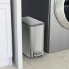 imageGlad Slim Bathroom Trash Can  Small Garbage Pail with Soft Close Lid ampamp Step Foot Pedal  Narrow Brushed Nickel Waste Basket with Removable Inner Bucket 26 Gallon