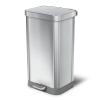 imageGlad Stainless Steel Step Trash Can with Clorox Odor Protection  Large Metal Kitchen Garbage Bin with Soft Close Lid Foot Pedal and Waste Bag Roll Holder 13 Gallon WhiteAll Stainless
