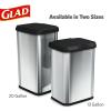 imageGlad Stainless Steel Trash Can with Clorox Odor Protection  Touchless Metal Kitchen Garbage Bin with Soft Close Lid and Waste Bag Roll Holder 13 Gallon Motion SensorMotion Sensor