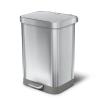 imageGlad Stainless Steel Step Trash Can with Clorox Odor Protection  Large Metal Kitchen Garbage Bin with Soft Close Lid Foot Pedal and Waste Bag Roll Holder 13 Gallon WhiteAll Stainless