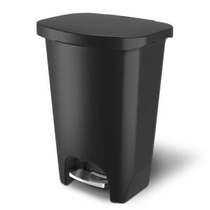 imageGlad 13 Gallon Trash Can  Plastic Kitchen Waste Bin with Odor Protection of Lid  Hands Free with Step On Foot Pedal and Garbage Bag Rings 13 Gallon WhiteBlackPremium