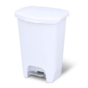imageGlad 13 Gallon Trash Can  Plastic Kitchen Waste Bin with Odor Protection of Lid  Hands Free with Step On Foot Pedal and Garbage Bag Rings 13 Gallon WhiteWhite