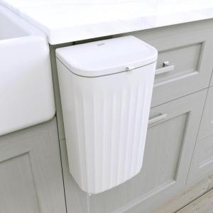 imageGlad Roomate Under Counter Trash Can  Space Saving Waste Bin for Kitchen Cabinet Bathroom or Office  Dual Lid for Ease of Opening 7 Liter White12L