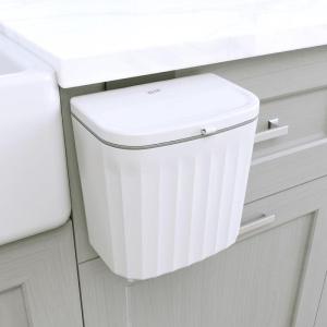 imageGlad Roomate Under Counter Trash Can  Space Saving Waste Bin for Kitchen Cabinet Bathroom or Office  Dual Lid for Ease of Opening 7 Liter White7L
