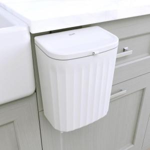 imageGlad Roomate Under Counter Trash Can  Space Saving Waste Bin for Kitchen Cabinet Bathroom or Office  Dual Lid for Ease of Opening 7 Liter White9L