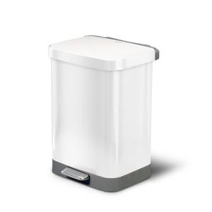 imageGlad Stainless Steel Step Trash Can with Clorox Odor Protection  Large Metal Kitchen Garbage Bin with Soft Close Lid Foot Pedal and Waste Bag Roll Holder 13 Gallon WhiteWhite