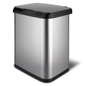 imageGlad Stainless Steel Trash Can with Clorox Odor Protection  Touchless Metal Kitchen Garbage Bin with Soft Close Lid and Waste Bag Roll Holder 13 Gallon Motion SensorMotion Sensor