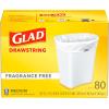 imageGlad Medium Drawstring Trash Bags with Clorox 8 Gal Lemon Fresh Bleach 80 Ct Package May VaryUnscented