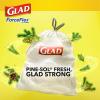 imageGlad Stainless Steel Step Trash Can with Clorox Odor Protection Metal Garbage Bin 13 Gallon ampamp Glad Tall Kitchen Drawstring Trash Bags Odorshield 13 Gallon White Febreze Fresh Clean 110 Count BundlePineSol