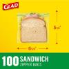 imageGlad Zipper Food Storage Plastic Bags  Sandwich  100 Count Pack of 6100 Count Pack of 2