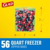 imageGlad Zipper Freezer Storage Plastic Bags Quart 56 Count Packaging May VaryMulticolor
