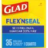 imageGladFlexN Seal Freezer Storage Plastic Bags Quart 35 Count Pack of 4 Package May Vary35 Count Pack of 4