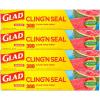 imageGlad Cling N Seal Plastic Food Wrap 300 Square Foot Roll  4 Pack Package May Vary