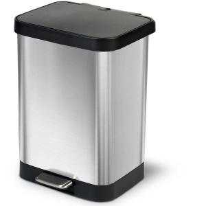 imageGlad 20 Gallon  755 Liter Extra Capacity Stainless Steel Step Trash Can with CloroxTM Odor Protection PewterStainless