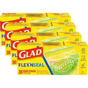 imageGlad FlexN Seal Food Storage Plastic Bags Sandwich 100 Count Pack of 4 Package May Vary38 Count Pack of 4
