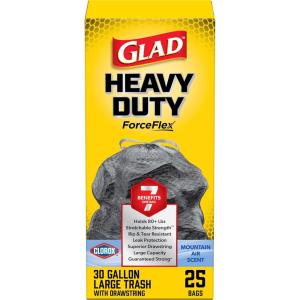 imageGlad Large Trash Bags ForceFlex with Clorox 30 Gal Mountain Air 50 Ct Package May VaryMountain Air