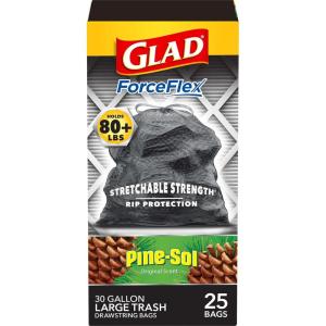 imageGlad Large Trash Bags ForceFlex with Clorox 30 Gal Mountain Air 50 Ct Package May VaryPineSol