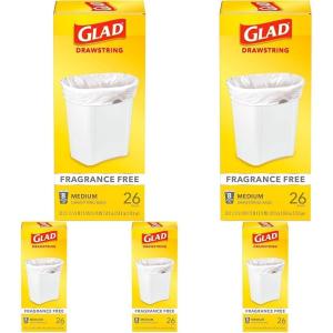 imageGlad Medium Drawstring Trash Bags with Clorox 8 Gal Lemon Fresh Bleach 80 Ct Package May VaryFragrance Free Unscented