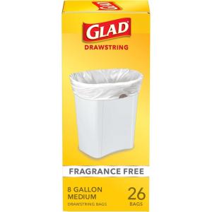 imageGlad Medium Drawstring Trash Bags with Clorox 8 Gal Lemon Fresh Bleach 80 Ct Package May VaryUnscented