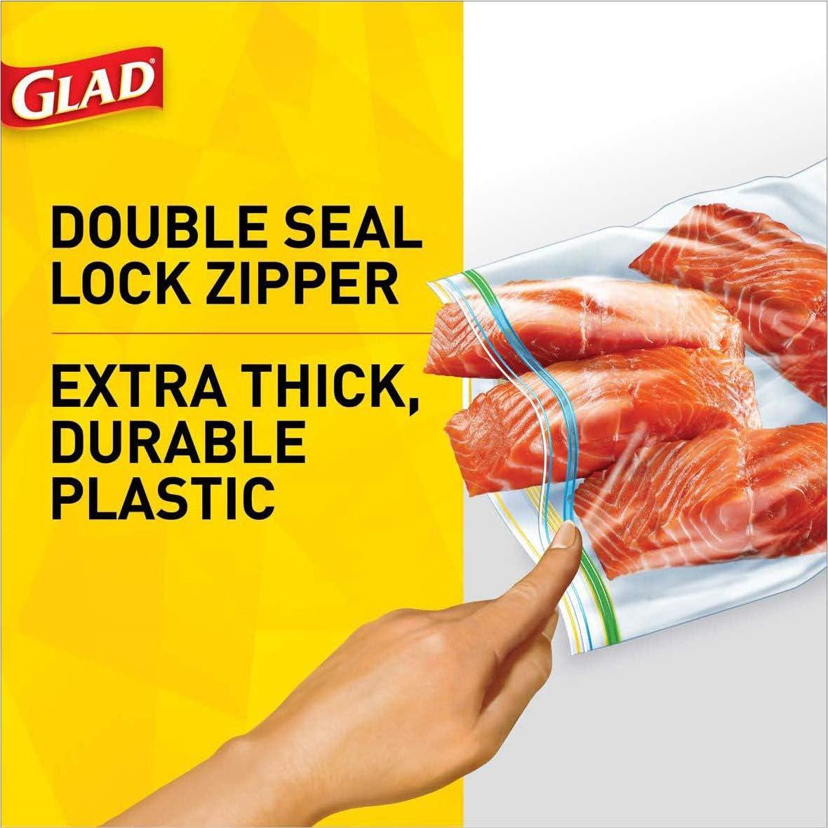 imageGLAD Food Storage and Freezer Bags 2 in 1 Gallon Plastic Bags for Lasting Freshness Microwave Safe BPA Free 36 Count Pack of 3Transparent