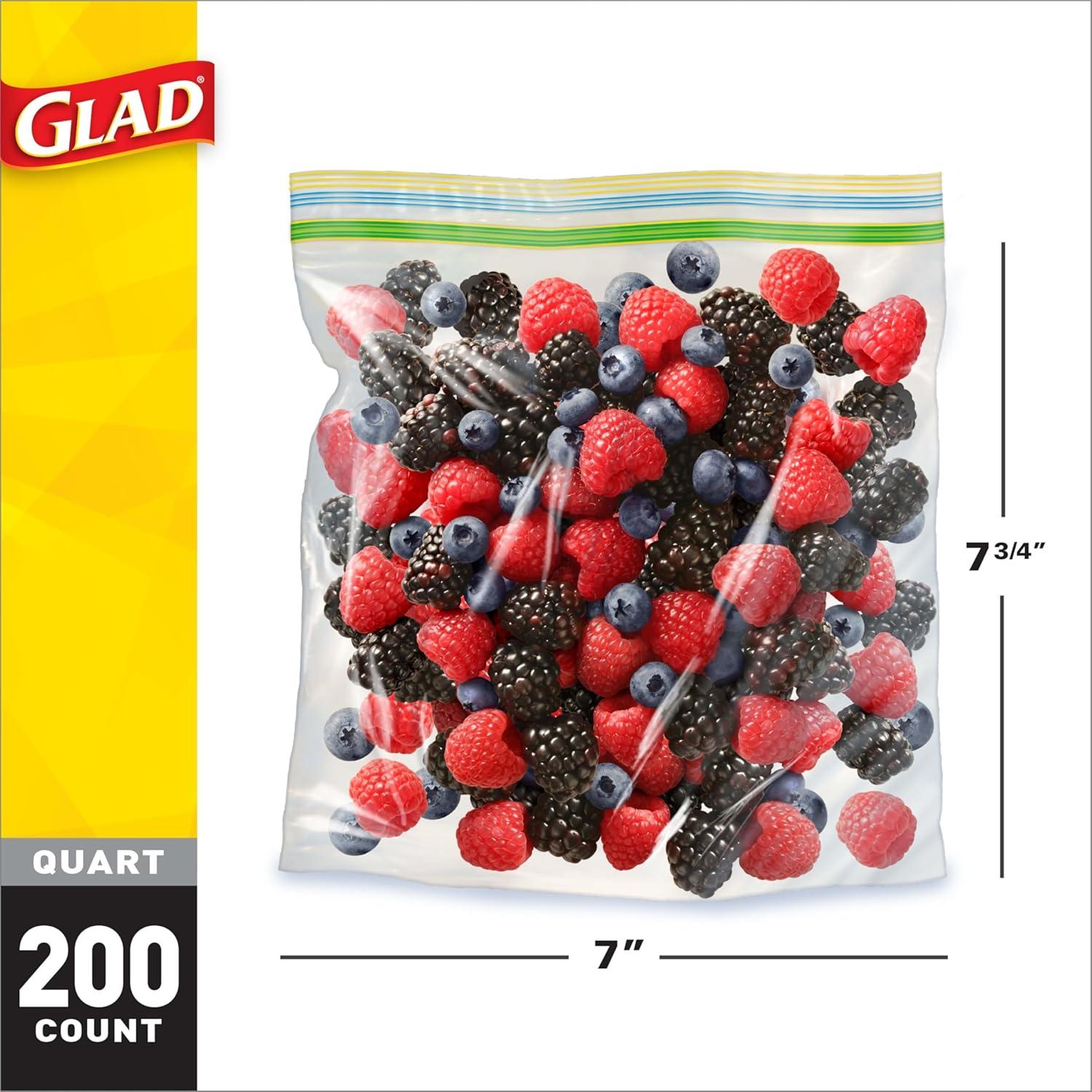 imageGlad Zipper Food Storage Plastic Bags  Quart  50 Count Pack of 4
