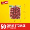 imageGlad Zipper Food Storage Plastic Bags Quart 50 Count Package May Vary