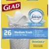 image:imageGlad OdorShield QuickTie Medium Trash Bags  Febreze Fresh Clean  8 Gallon  26 bags Pack of 6